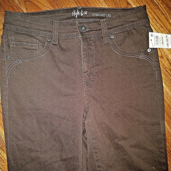 Style & Co. Straight Leg Pants Women Rich Truffle Size 4 Petite - Picture 4 of 7